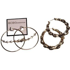 BCBGeneration Gold Tone Hoop Earrings, Set of 2